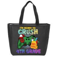 Back To School I'm Ready To Crush 4th Grade Gamer First Day Of School Zip Tote Bag