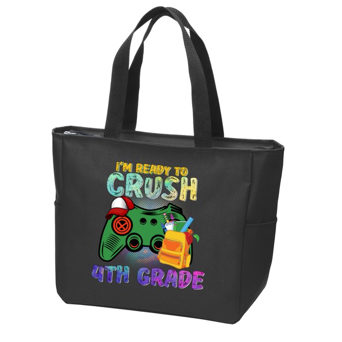 Back To School I'm Ready To Crush 4th Grade Gamer First Day Of School Zip Tote Bag