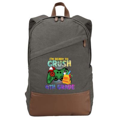 Back To School I'm Ready To Crush 4th Grade Gamer First Day Of School Cotton Canvas Backpack