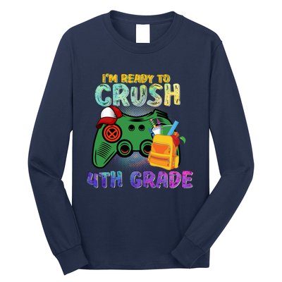 Back To School I'm Ready To Crush 4th Grade Gamer First Day Of School Long Sleeve Shirt