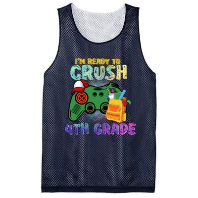 Back To School I'm Ready To Crush 4th Grade Gamer First Day Of School Mesh Reversible Basketball Jersey Tank