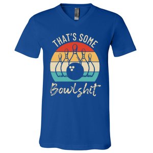 Bowling That's Some Bowlshit Retro Bowling Lovers Bowler V-Neck T-Shirt