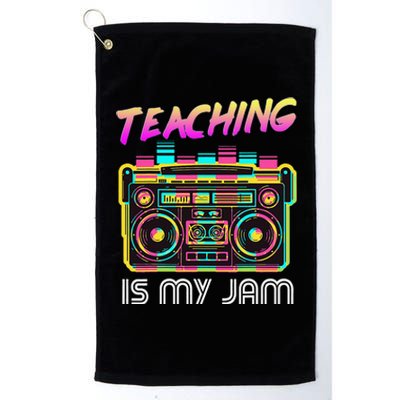 Back to School Retro Teaching is My Jam 80s Teacher Boombox Platinum Collection Golf Towel