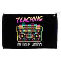 Back to School Retro Teaching is My Jam 80s Teacher Boombox Grommeted Golf Towel