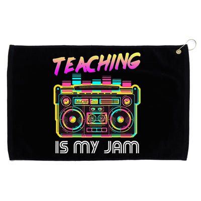 Back to School Retro Teaching is My Jam 80s Teacher Boombox Grommeted Golf Towel