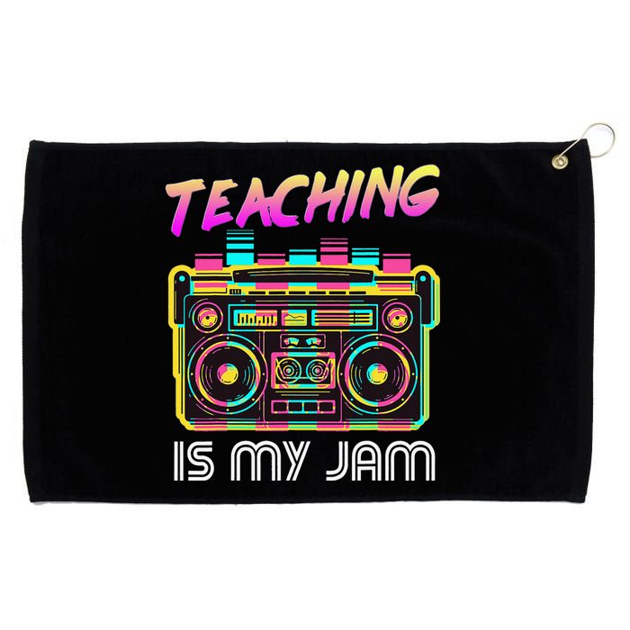 Back to School Retro Teaching is My Jam 80s Teacher Boombox Grommeted Golf Towel