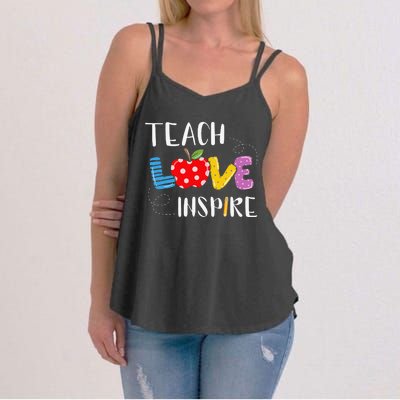 Back To School Teach Love Inspire Teaching Kindness Teacher Women's Strappy Tank