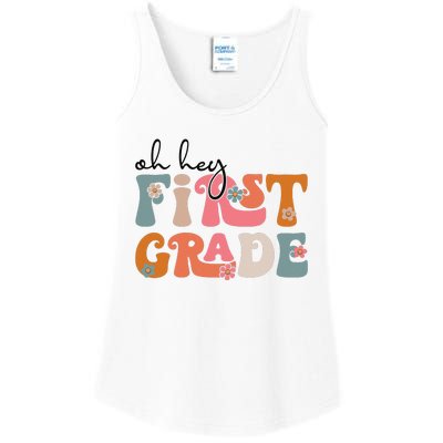 Back To School Oh Hey First Grade Teacher Student Ladies Essential Tank