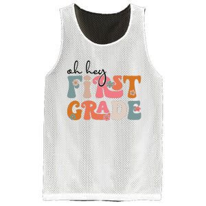 Back To School Oh Hey First Grade Teacher Student Mesh Reversible Basketball Jersey Tank