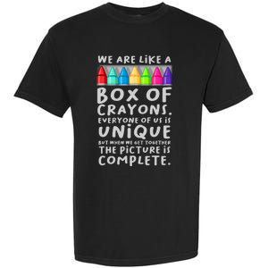 Back To School Teacher We Are Like A Box Of Crayons Garment-Dyed Heavyweight T-Shirt