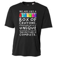 Back To School Teacher We Are Like A Box Of Crayons Cooling Performance Crew T-Shirt