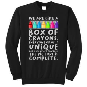 Back To School Teacher We Are Like A Box Of Crayons Sweatshirt