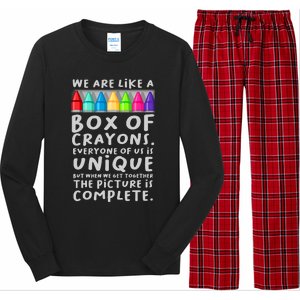 Back To School Teacher We Are Like A Box Of Crayons Long Sleeve Pajama Set