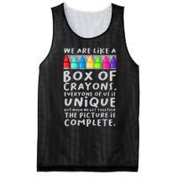 Back To School Teacher We Are Like A Box Of Crayons Mesh Reversible Basketball Jersey Tank