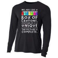 Back To School Teacher We Are Like A Box Of Crayons Cooling Performance Long Sleeve Crew