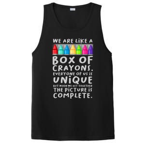 Back To School Teacher We Are Like A Box Of Crayons PosiCharge Competitor Tank