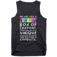 Back To School Teacher We Are Like A Box Of Crayons Tank Top