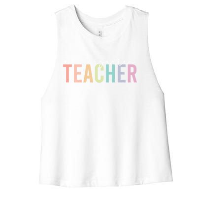 Back To School Matching Teacher Kindergarten Teachers Gift Women's Racerback Cropped Tank