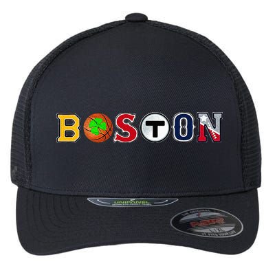 Bawston Townie Sports Fan Boston Mass New England Proud Flexfit Unipanel Trucker Cap