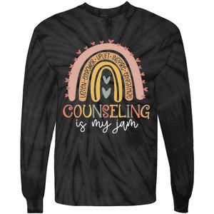 Back To School Counselor Counseling Is My Jam Rainbow Tie-Dye Long Sleeve Shirt