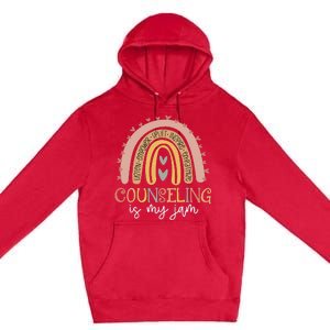 Back To School Counselor Counseling Is My Jam Rainbow Premium Pullover Hoodie