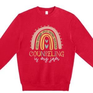 Back To School Counselor Counseling Is My Jam Rainbow Premium Crewneck Sweatshirt