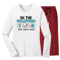 Be The Solution Spay Neuter Adopt Animal Lovers Women's Long Sleeve Flannel Pajama Set 