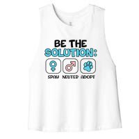 Be The Solution Spay Neuter Adopt Animal Lovers Women's Racerback Cropped Tank