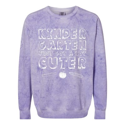 Back To School Gift Kindergarten Just Got A Lot Cuter Colorblast Crewneck Sweatshirt