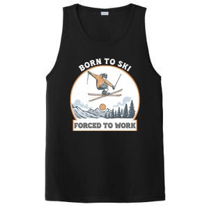 Born To Ski Forced To Work Funny Skier Skiing Winter Sports PosiCharge Competitor Tank