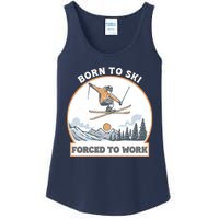 Born To Ski Forced To Work Funny Skier Skiing Winter Sports Ladies Essential Tank