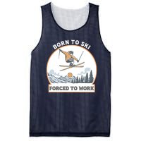 Born To Ski Forced To Work Funny Skier Skiing Winter Sports Mesh Reversible Basketball Jersey Tank