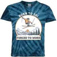 Born To Ski Forced To Work Funny Skier Skiing Winter Sports Kids Tie-Dye T-Shirt