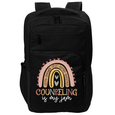 Back to School Counselor Counseling Is My Jam Rainbow Impact Tech Backpack