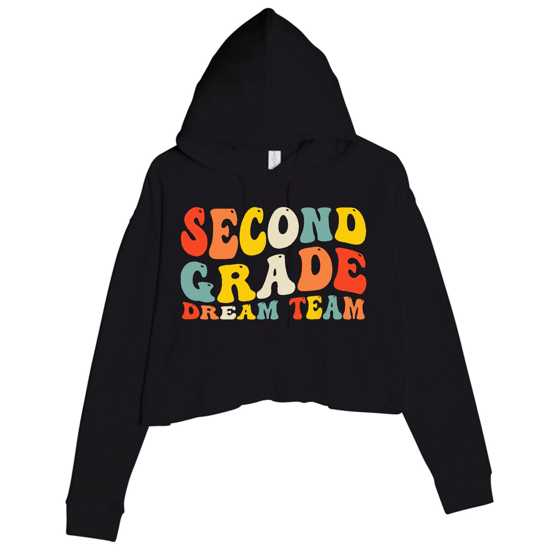 Back To School 2nd Grade Dream Team Teacher Second Grade Crop Fleece Hoodie