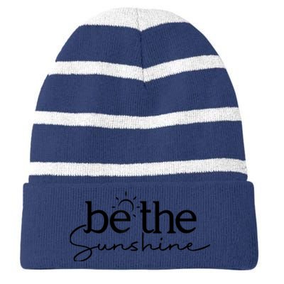 Be The Sunshine Retro Beach Vacation Summer Quote Wo Gift Striped Beanie with Solid Band