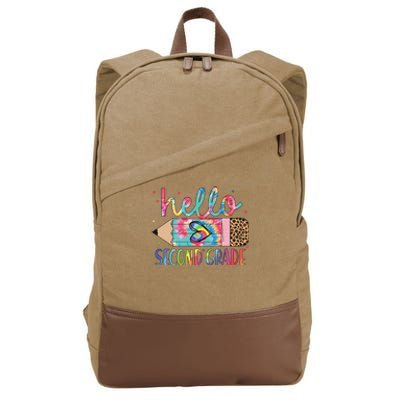 Back To School Hello Second 2nd Grade Leopard Tie Dye Pencil Cotton Canvas Backpack