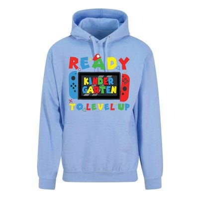 Back To School Kindergarten Ready To Level Up Gamer Unisex Surf Hoodie