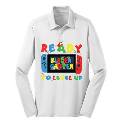 Back To School Kindergarten Ready To Level Up Gamer Silk Touch Performance Long Sleeve Polo