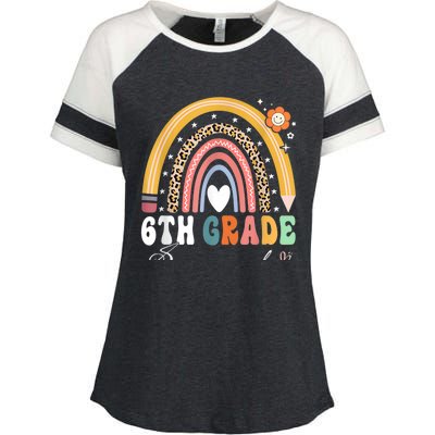 Back To School Rainbow 6Th Sixth Grade Squad Teachers Gift Enza Ladies Jersey Colorblock Tee