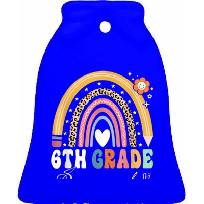 Back To School Rainbow 6Th Sixth Grade Squad Teachers Gift Ceramic Bell Ornament