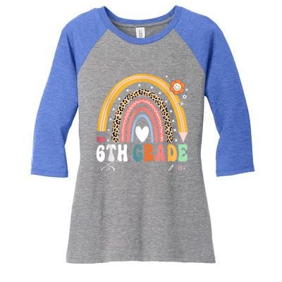 Back To School Rainbow 6Th Sixth Grade Squad Teachers Gift Women's Tri-Blend 3/4-Sleeve Raglan Shirt