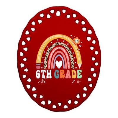 Back To School Rainbow 6Th Sixth Grade Squad Teachers Gift Ceramic Oval Ornament