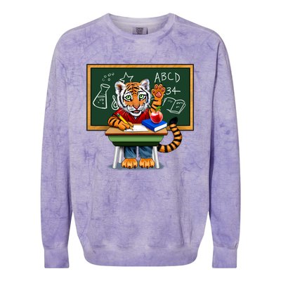 Back To School Tiger Colorblast Crewneck Sweatshirt