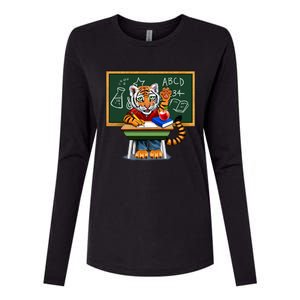 Back To School Tiger Womens Cotton Relaxed Long Sleeve T-Shirt