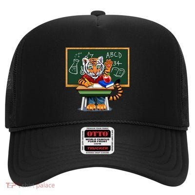 Back To School Tiger High Crown Mesh Back Trucker Hat