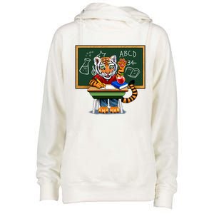 Back To School Tiger Womens Funnel Neck Pullover Hood