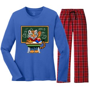 Back To School Tiger Women's Long Sleeve Flannel Pajama Set 