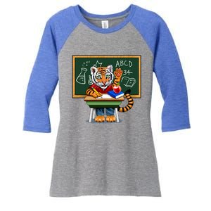 Back To School Tiger Women's Tri-Blend 3/4-Sleeve Raglan Shirt