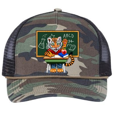 Back To School Tiger Retro Rope Trucker Hat Cap